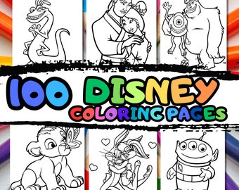 100 CARTOON MIX coloring pages /printable coloring/birthday coloring/birthday party coloring pages/ coloring book pages pdf/colored paper