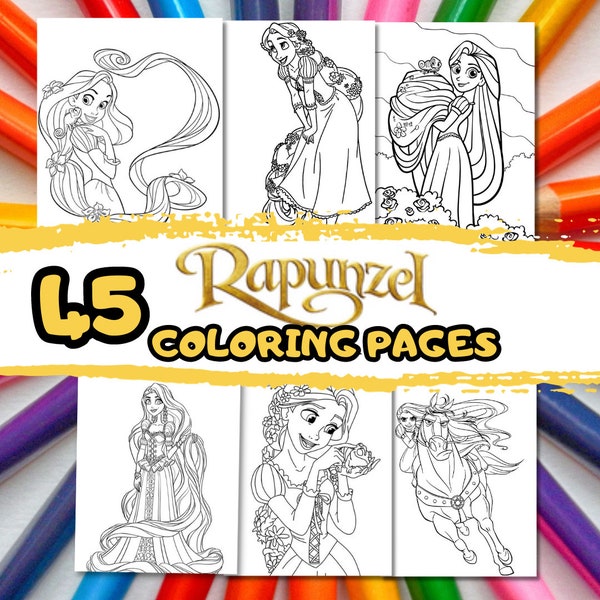 45 RAPUNZEL coloring pages /coloring book for kid / printable coloring pages / coloring pages for adult / cartoon coloring book for kids