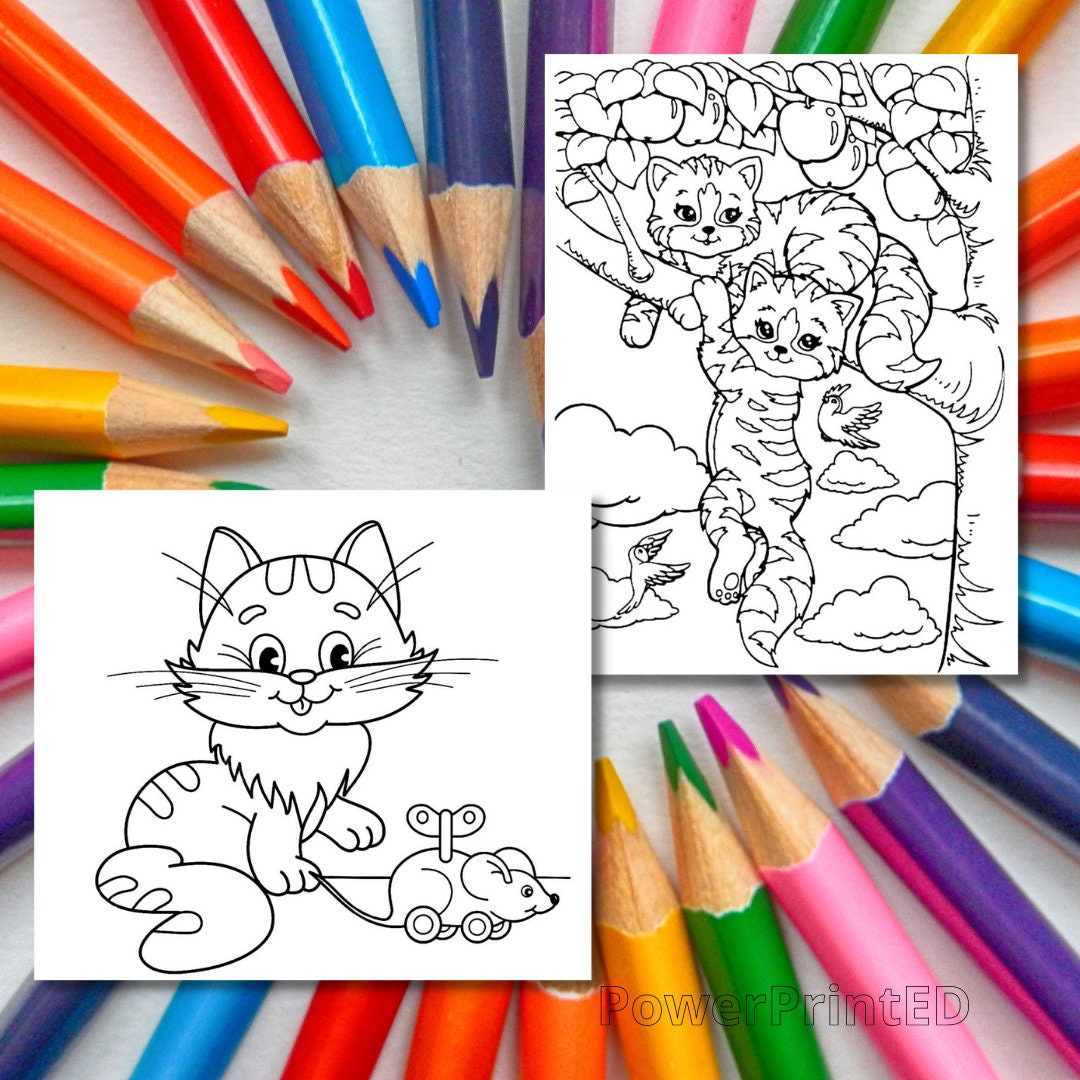 50 CAT Coloring Pages / Animals Coloring Pages /printable Coloring