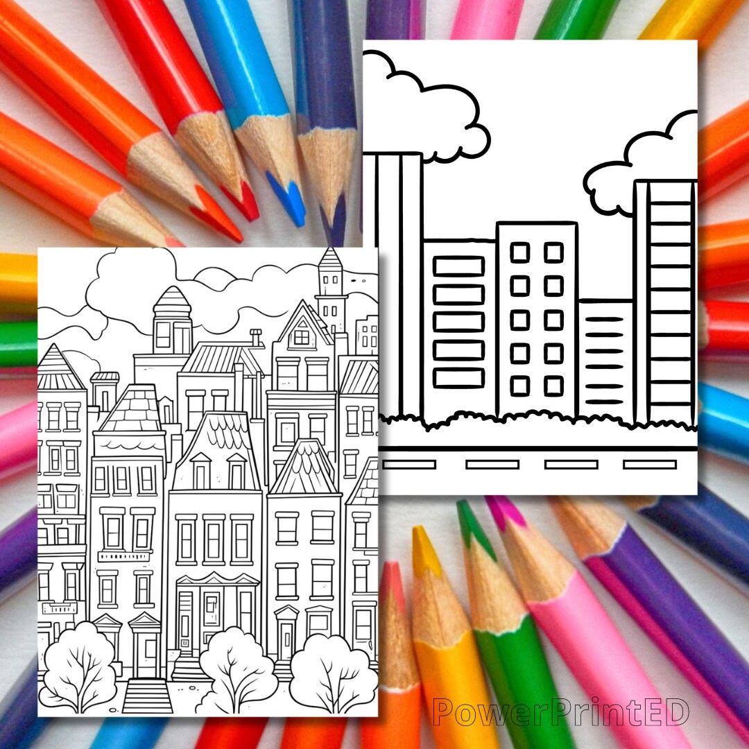 15 CITY Coloring Pages/ Kid Coloring Pages/ Printable Coloring Pages ...