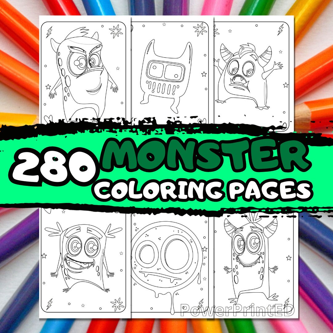 280 MONSTER Coloring Pages/coloring Pages for Kids/printable Coloring ...