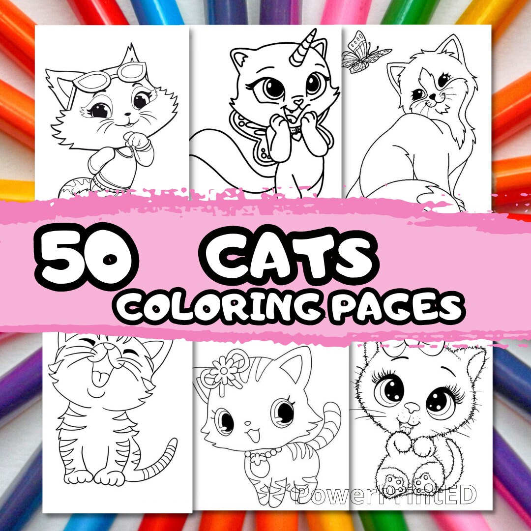 50 CAT Coloring Pages / Animals Coloring Pages /printable Coloring