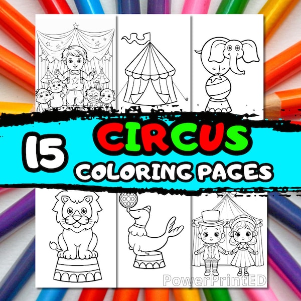 15 CIRCUS coloring pages /animals coloring pages/birthday coloring pages / kid coloring pages / printable coloring pages for kid/ carnival