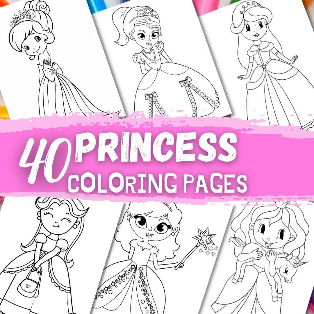 40 PRINCESS Coloring Pages /40 Princess Printable Coloring Sheets for ...