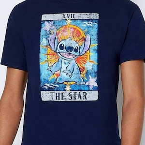 T-SHIRT!! "The Star" Lilo and Stitch Tarot Card T-shirt (UNISEX SMALL)(cotton)(crew-neck style)