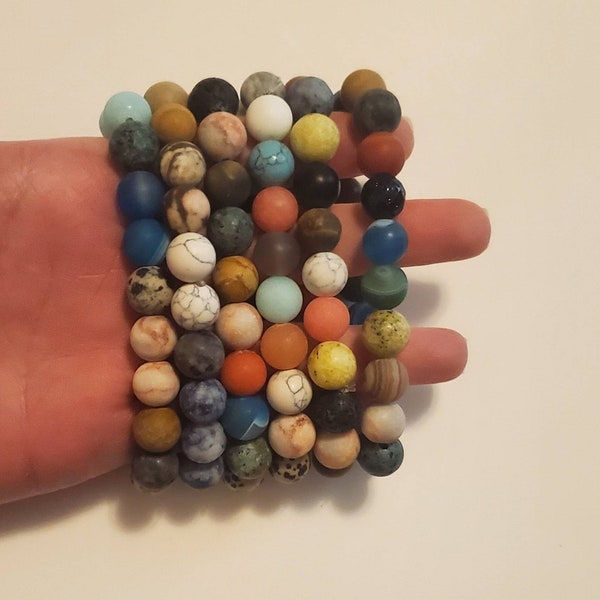 BRACELETS!! Planetary Crystal Beaded Bracelets (solar system)(various mixed colors & crystals)(elastic band)(large bead)