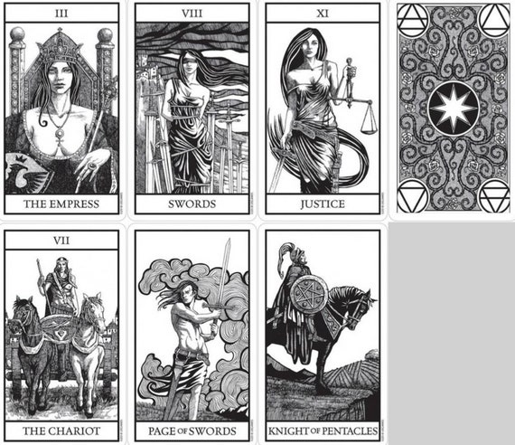 CARD DECK!! Bianco Nero Tarot Deck and Guidebook Set (78 Cards