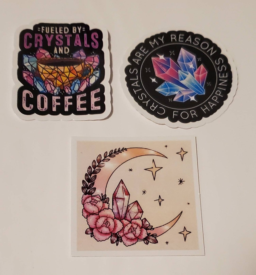 CRYSTAL STICKERS!! Set of THREE (3) Crystal Themed Stickers (vinyl ...