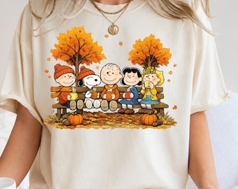 Comfort Colors® Dog Thanksgiving tshirt, Charlie Brown Fall Friends Tee, Fall Vibes Dog shirt, Autumn Leaves, Funny Cartoon Dog  shirt
