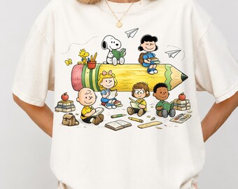 Back to School Cartoon Shirt, Cute School Friends Tee, First Day of School Shirt, Teacher Student Graphic Tee, School Vibes Sweatshirt