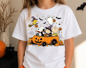 Halloween Cartoon Friends Shirt, Spooky Pumpkin Ride Sweatshirt, Classic Cartoon Halloween Tee, Trick or Treat Fall Kids Shirt