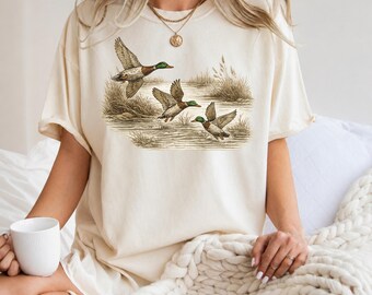 Comfort Colors® 90s Vintage Mallard Duck Hunting T-Shirt, Mallard Meme Graphic Tee, Unisex Novelty Animal Shirt, Boho Cabincore Shirt