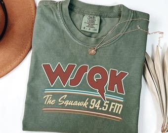 WSQK The Squawk Shirt, Comfort Colors Retro Hawkins Fan Gift, Vintage Sci-fi Sweatshirt, 80s Nostalgic Long Sleeve