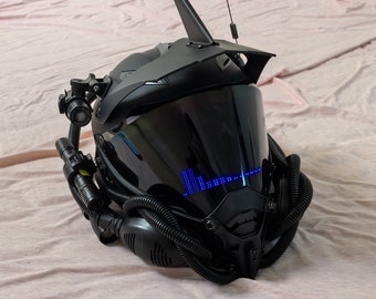 Cyberpunk Motorcycle Helmet: Samurai Cosplay, Music Reactive LED