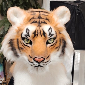 Fursuit tiger Realistic head - furry Big cat head - feline Realistic head Skull base cosplay - Custom finished head