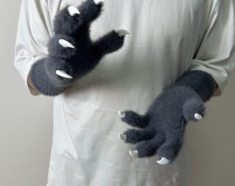 Fursuit Paws: Wool Kigurumi Gloves with 3D Printed Claws