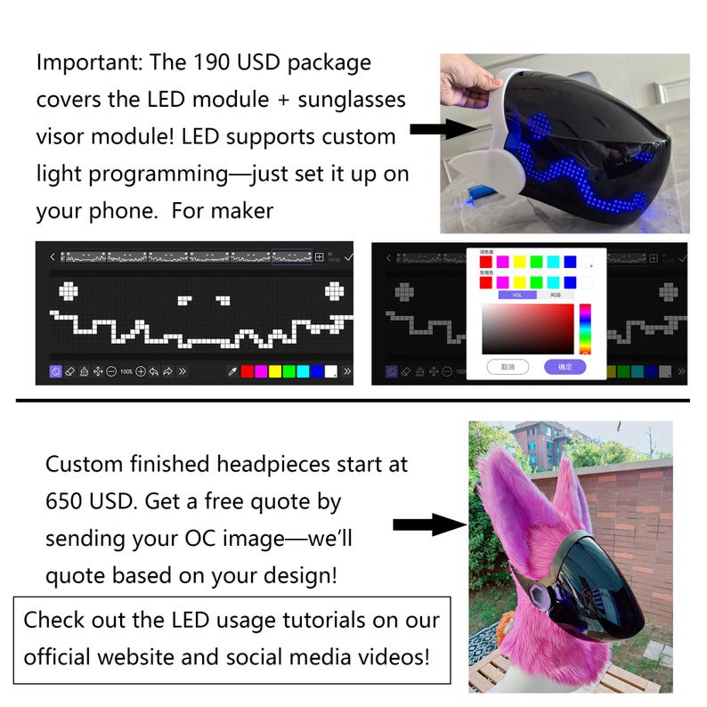 Fursuit Protogen Head Mask Kit: 3D Print Furry Skull Base With Lights ...