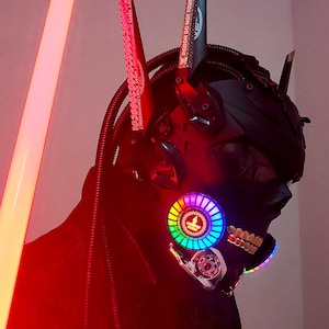 Sound Reactive Skull Cyberpunk mask - cyber mask - Samurai helmet - Tactical helmet Cosplay - Cyberpunk Cosplay