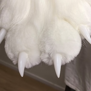Long Ver Fursuit paws - furry Gloves Accept custom commissions cosplay White brown - SCLMRO