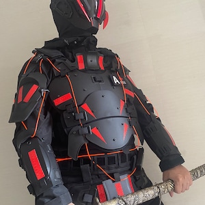 Cyberpunk armour Cyberpunk Tactical suit Cosplay steampunk Mechanical luminous customizable Clothing Halloween Party Costume Gaming image 1