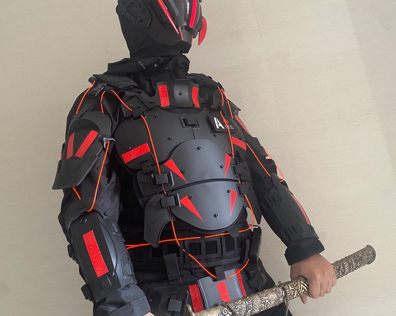 Cyberpunk armour Cyberpunk Tactical suit Cosplay steampunk Mechanical luminous customizable Clothing Halloween Party Costume Gaming image 1