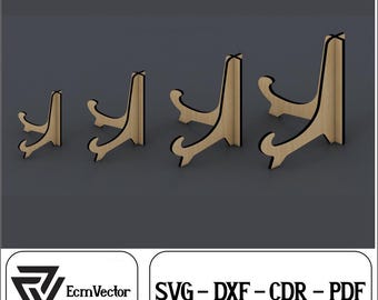 Soporte de caballete cortado con láser de 4 tamaños, soporte para placa, soporte de caballete SVG, archivos cortados con láser Glowforge, exhibición de marcos de fotos, soporte de caballete, soporte de marco