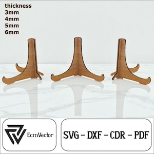 Laser cut 6 Sizes Easel Holder, Plate Holder, cdr,dxf,pdf svg, Glowforge Laser Cut Files, Photo Frame Display, Easel support, Frame support