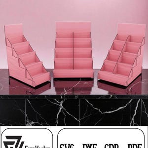 Displaystandaard, 4 planken displaystandaardbestanden, vectorbestanden voor hout lasersnijden dxf, cdr, pdf, ai, svg