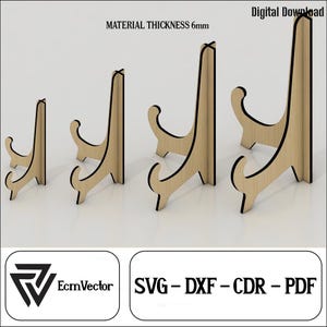 4 Sizes Laser Cut 6mm Easel Holder, Plate Holder, Easel stand svg, Glowforge Laser Cut Files,Photo Frame Display,Easel support,Frame support