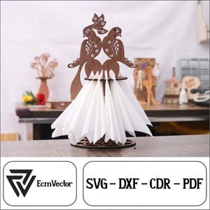 Laser geschnitten Pfau Serviettenhalter 3 mm DXF, CDR, SVG Vektor-Pläne, Laserschnitt, Cnc-Muster, Laserschnittvektor, Cnc-Datei, Vektormodell