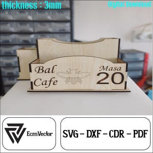 Laser Cut Holz Serviettenhalter Salzstreuer Cdr, Dxf, SVG, Pdf-Datei