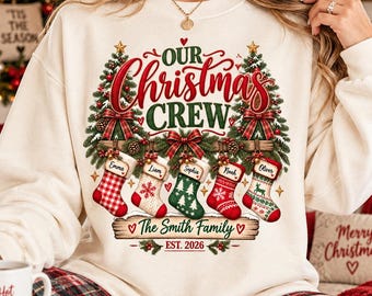 Personalized Family Christmas Shirt, Custom Christmas Crew Sweatshirt, Family Name Xmas Tee, Matching Family Holiday Shirt, Est Year Gift