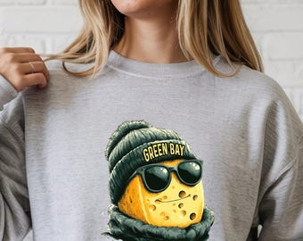 Green Bay  Mascot Sweatshirt, Football Packer Graphic, Retro Sports Fan Shirt, Wisconsin Game Day Crewneck, Vintage Cheese Head Apparel