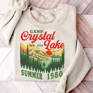 Camp Crystal Lake Shirt, Friday The 13th Jason Voorhees Horror Movie Shirt, Scary Movie Halloween T-Shirt, Vintage 80s Camp Crystal Est 1935
