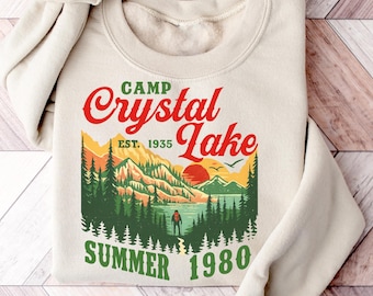 Camp Crystal Lake Shirt, Friday The 13th Jason Voorhees Horror Movie Shirt, Scary Movie Halloween T-Shirt, Vintage 80s Camp Crystal Est 1935