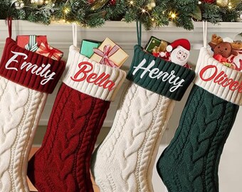 Christmas Stockings,Monogram Family Christmas Stocking Gifts,Embroidered Christmas Stockings, Named Christmas Stockings