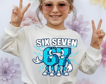 Six Seven Brainrot Italian SweatShirt,Funny 6 7 Brainrot Italian Meme Hoodie,Pixel Cartoon Character Shirt, Gamer Humor Graphic, Kids Gaming
