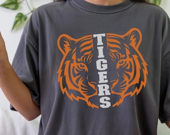 Tigers Comfort Colors Shirt, Game Day Tee, Football  School Spirit Mascot Shirt, Team Pride Gift, College Sports Fan Apparel