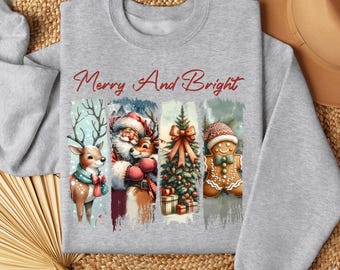 Merry and Bright Christmas Sweatshirt: Holiday Family Matching