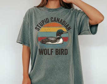 Stupid Canadian Wolf Bird Shirt, Hockey Romance Hockey Fan Gift, Heated But Devote Movie Shirt