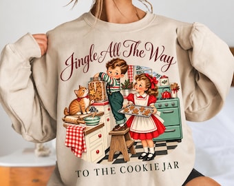 Vintage Christmas Shirt, Christmas Cookie Sweatshirt, Retro Holiday Baking Tee, Jingle All The Way Shirt, Comfort Colors Christmas Tee