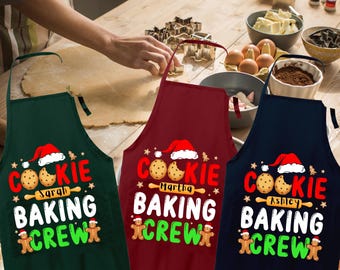 Custom Name Christmas Cookie Baking Crew Apron: Personalized Cooking Gift