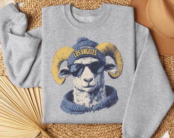 Los Angeles Football Sweatshirt, Ram Mascot Unisex Shirt, Rams Game Day Gift, Football Fan Sweater,  Vintage Los Angeles Football Shirt
