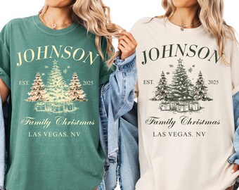 Custom Family Christmas Shirts, Comfort Colors Matching Family Christmas Tshirts, Personalized Name Christmas Shirt, Christmas Family Gift
