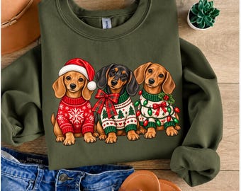 Christmas Dachshund Comfort Colors® Shirt Holiday Dog T-shirt Retro Holiday Weiner Dog Aesthetic Tee Cute Animal Lover Xmas Tshirt