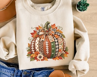 Football Pumpkin Shirt, Game Day Sweatshirt, Vintage Football Shirt, Fall Football Mom Tee, Autumn Game Day Shirt