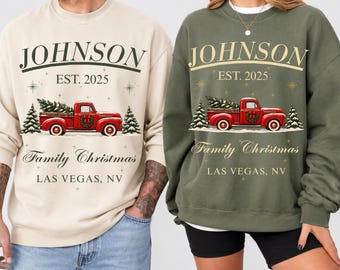 Custom Family Name Christmas Sweatshirt, Personalized Family Christmas shirt, Matching Christmas Shirts, Vintage Holiday Family Gift