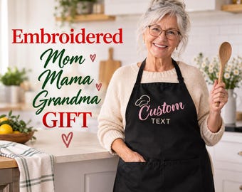 Custom EMBROIDERY Apron, Kitchen Embroidered Apron, Name Aprons with Pocket, Personalized Chef Cooking Apron, for Men & Women Gift,BBQ,Grill