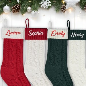 2025 Knitted Christmas Stockings,Monogram Family Christmas Stocking Gifts,Embroidered Christmas Stockings, Named Christmas Stockings