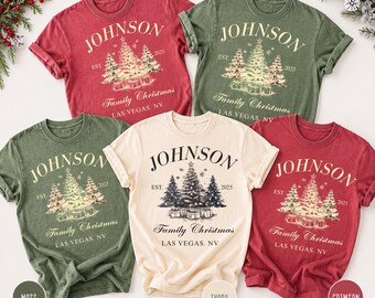Personalized Family Christmas Shirt, Custom Family Name Comfort Colors Tee, Matching Christmas Shirts, Vintage Holiday Family Gift